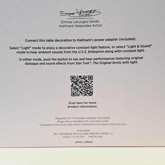 2023 Hallmark Keepsake Star Trek USS Enterprise w/cord NCC1701 Magic Light Sound - Picture 4 of 5